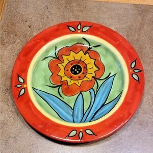Certified International Susan Winget Floral Ceramic Dinner Plate Red Green 11076